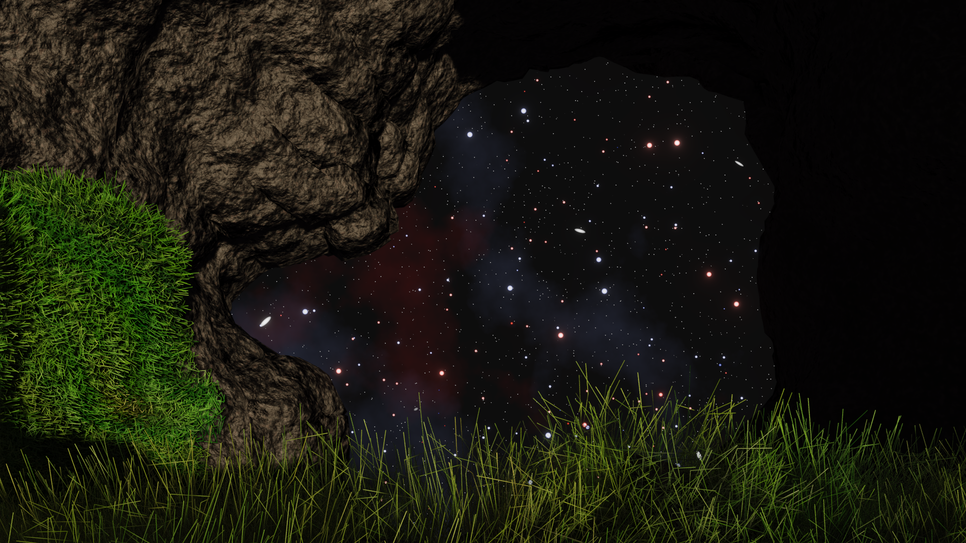 Scene with grass, rock and space preview image 3